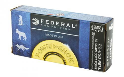 Federal PowerShok, 22-250, 55 Grain, Soft Point, 20 Round Box 22250A