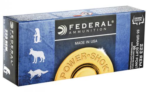 Federal PowerShok, 223REM, 55 Grain, Soft Point, 20 Round Box 223A