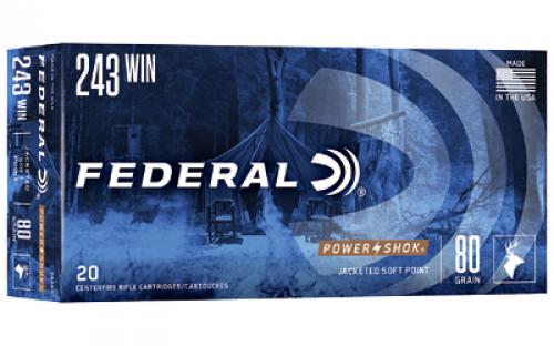 Federal PowerShok, 243WIN, 80 Grain, Sierra, 20 Round Box 243AS