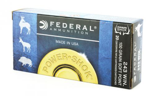 Federal PowerShok, 243WIN, 100 Grain, Soft Point, 20 Round Box 243B