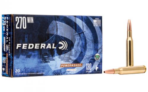 Federal PowerShok, 270 Win, 130 Grain, Copper, Lead Free, 20 Round Box, California Certified Nonlead Ammunition 270130LFA