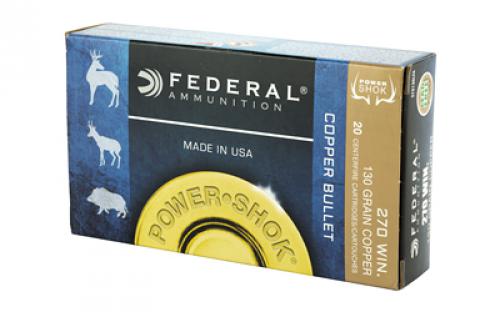 Federal PowerShok, 270 Win, 130 Grain, Copper, Lead Free, 20 Round Box, California Certified Nonlead Ammunition 270130LFA