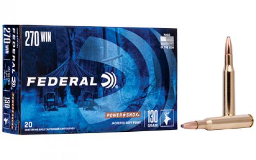 Federal PowerShok, 270WIN, 130 Grain, Soft Point, 20 Round Box 270A