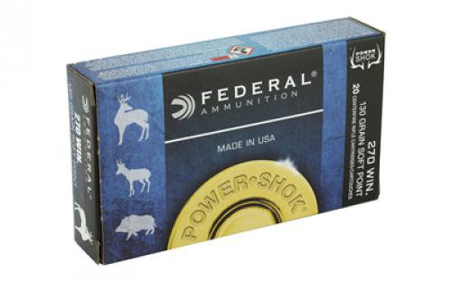 Federal PowerShok, 270WIN, 130 Grain, Soft Point, 20 Round Box 270A