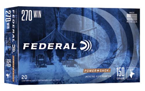 Federal PowerShok, 270WIN, 150 Grain, Soft Point, Round Nose, 20 Round Box 270B