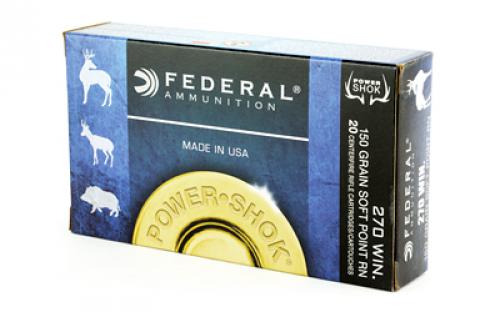 Federal PowerShok, 270WIN, 150 Grain, Soft Point, Round Nose, 20 Round Box 270B