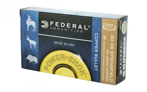 Federal PowerShok, 30-06, 150 Grain, Copper, Lead Free, 20 Round Box, California Certified Nonlead Ammunition 3006150LFA