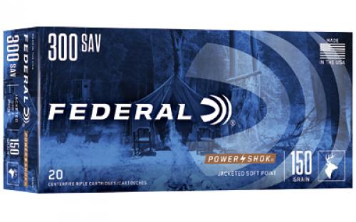 Federal PowerShok, 300 Savage, 150 Grain, Soft Point, 20 Round Box 300A