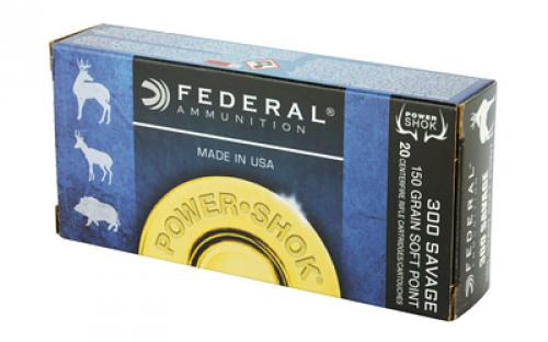 Federal PowerShok, 300 Savage, 150 Grain, Soft Point, 20 Round Box 300A