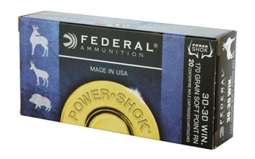 Federal PowerShok, 30-30, 170 Grain, Soft Point, Round Nose, 20 Round Box 3030B