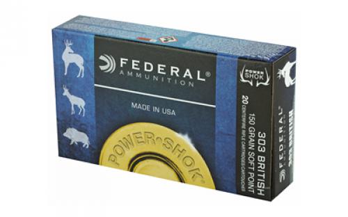 Federal PowerShok, 303 British, 150 Grain, Soft Point, 20 Round Box 303B