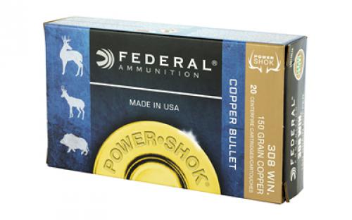 Federal PowerShok, 308 Win, 150 Grain, Copper, Lead Free, 20 Round Box, California Certified Nonlead Ammunition 308150LFA