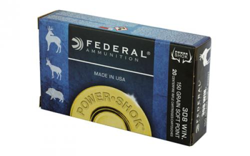 Federal PowerShok, 308WIN, 150 Grain, Soft Point, 20 Round Box 308A