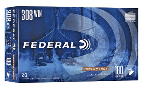 Federal PowerShok, 308WIN, 180 Grain, Soft Point, 20 Round Box 308B