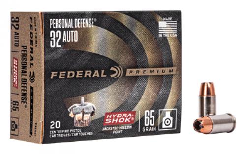 Federal Hydra-Shok, 32ACP, 65 Grain, Hollow Point, 20 Round Box P32HS1