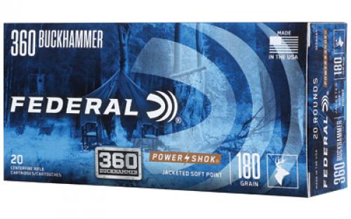 Federal PowerShok, 360 Buckhammer, 180 Grains, Soft Point, 20 Round Box 360BHAS