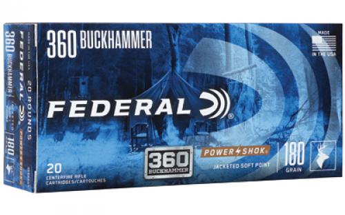 Federal PowerShok, 360 Buckhammer, 180 Grains, Soft Point, 20 Round Box 360BHAS