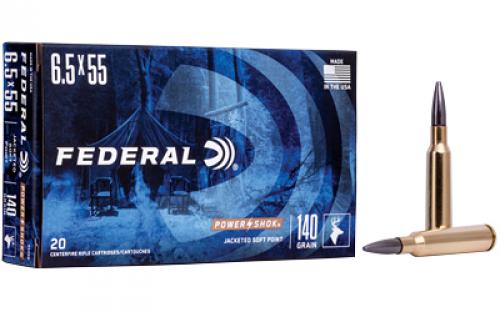 Federal PowerShok, 6.5X55 Swedish, 140 Grain, Soft Point, 20 Round Box 6555B