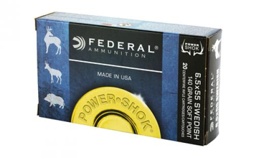 Federal PowerShok, 6.5X55 Swedish, 140 Grain, Soft Point, 20 Round Box 6555B