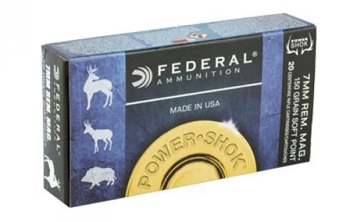 Federal PowerShok, 7MM REM, 150 Grain, Soft Point, 20 Round Box 7RA