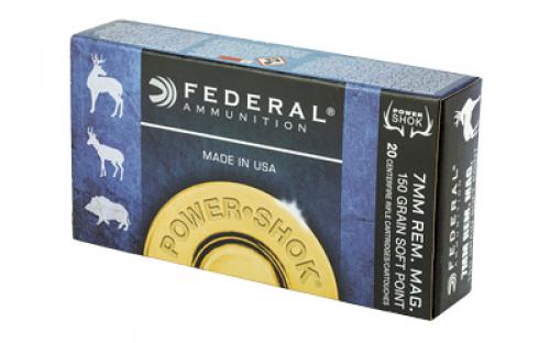 Federal PowerShok, 7MM REM, 150 Grain, Soft Point, 20 Round Box 7RA