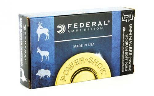 Federal PowerShok, 8MM Mauser, 170 Grain, Soft Point, 20 Round Box 8A