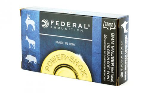 Federal PowerShok, 8MM Mauser, 170 Grain, Soft Point, 20 Round Box 8A