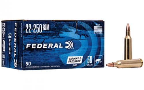 Federal American Eagle Varmint & Predator, 22-250, 50 Grain, Jacketed Hollow Point, 50 Round Box AE2225050VP