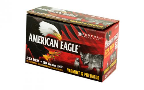 Federal American Eagle Varmint & Predator, 223 Rem, 50 Grain, Jacketed Hollow Point, 50 Round Box AE22350VP