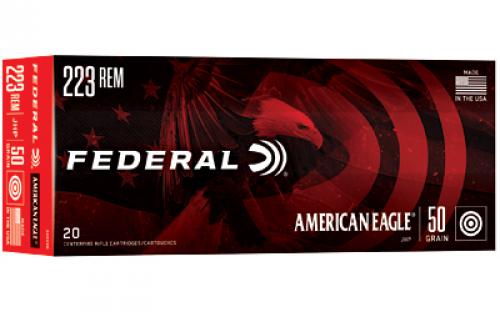 Federal American Eagle, 223REM, 50 Grain, Jacketed Hollow Point, 20 Round Box AE223G