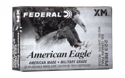 Federal American Eagle, 223 Remington, 55 Grain, Full Metal Jacket, 20 Round Box AE223JX