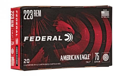 Federal American Eagle, 223 Rem, 75Gr Total Metal Jacket, 20 Round Box AE223T75