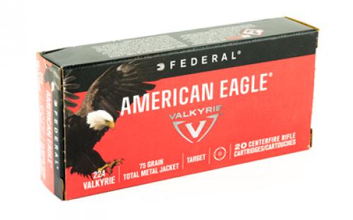 Federal American Eagle, 224 Valkyrie, 75 Grain, Total Metal Jacket, 20 Round Box AE224VLK1