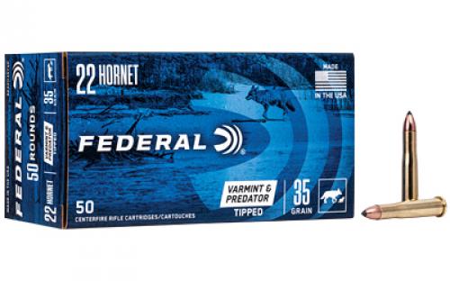 Federal American Eagle Varmint & Predator, 22 Hornet, 35 Grain, Tipped Varmint, 50 Round Box AE22H35TVP