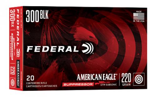 Federal American Eagle, Suppressor Ammunition, 300AAC Blackout, 220 Grain, Open Tip Match, 20 Round Box AE300BLKSUP2