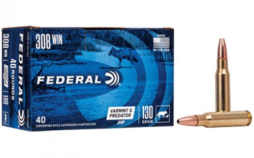 Federal American Eagle Varmint & Predator, 308 Win, 130 Grain, Jacketed Hollow Point, 40 Round Box AE308130VP