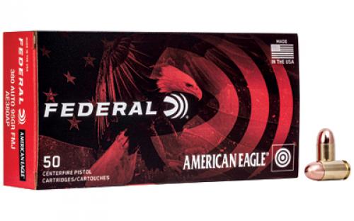 Federal American Eagle, 380ACP, 95 Grain, Full Metal Jacket, 50 Round Box AE380AP