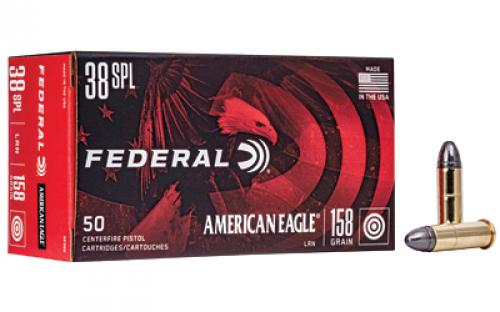 Federal American Eagle, 38 Special, 158 Grain, Lead Round Nose, 50 Round Box AE38B