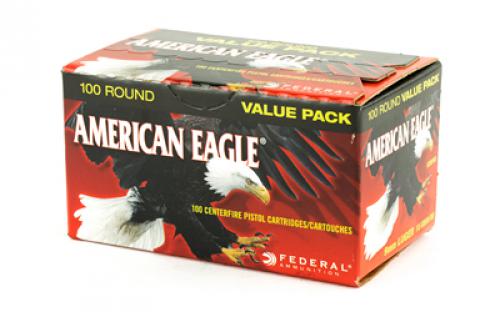 Federal American Eagle Ammunition, 9mm, 115 Grain, Full Metal Jacket Value Pack, 100 Round Box AE9DP100