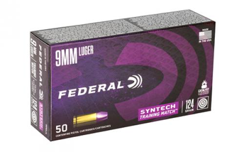 Federal Syntech Training Match, 9MM, 124 Grain, Total Synthetic Jacket, 50 Round Box AE9SJ4