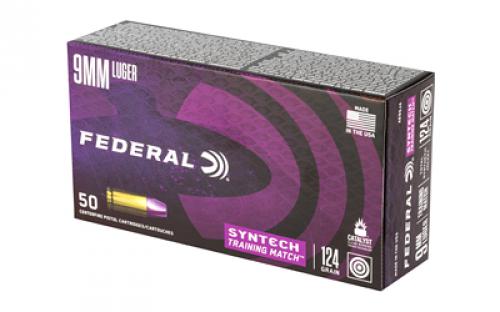 Federal Syntech Training Match, 9MM, 124 Grain, Total Synthetic Jacket, 50 Round Box AE9SJ4