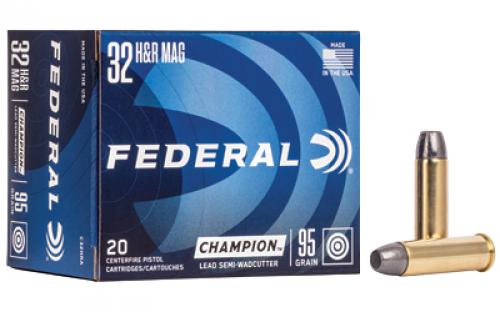 Federal Champion, 32H&R, 95 Grain, Lead, Semi Wadcutter, 20 Round Box C32HRA