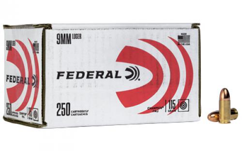 Federal Champion, 9MM, 115 Grain, Full Metal Jacket, 250 Round Box C9115A250