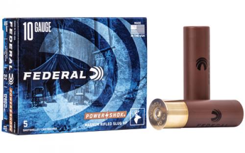 Federal PowerShok Ammunition, 10Ga 3.5, 1.75oz, Rifled Slug Hollow Point,5 Round Box F103FRS