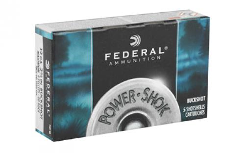 Federal PowerShok, 12 Gauge, 2.75", 00 Buck, Max Dram, Buckshot, 9 Pellets,5 Round Box F12700