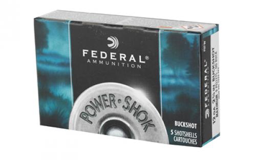 Federal PowerShok, 12 Gauge, 2.75", 00 Buck, Max Dram, Buckshot, 9 Pellets,5 Round Box F12700