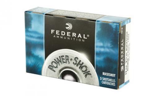 Federal PowerShok, 12 Gauge, 2.75", 4 Buck, Max Dram, Buckshot, 27 Pellets,5 Round Box F1274B