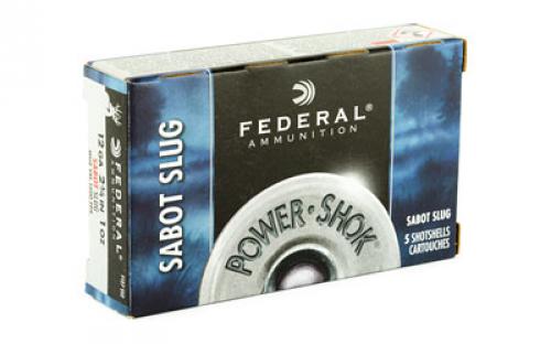 Federal PowerShok, 12 Gauge, 2.75", Max Dram, 1oz, Sabot Slug, Hollow Point,5 Round Box F127SS2