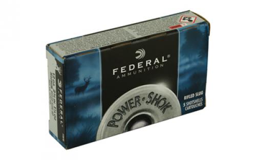 Federal PowerShok, 12 Gauge, 2.75", Mag Dram, 1.25oz, Rifled Slug, Hollow Point,5 Round Box F130RS