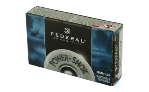 Federal PowerShok, 12 Gauge, 2.75", Mag Dram, 1.25oz, Rifled Slug, Hollow Point,5 Round Box F130RS